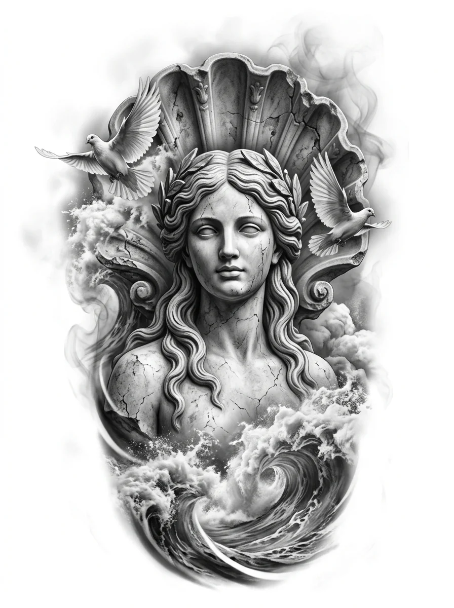 阿芙洛狄忒，纹身设计概念图（非纹身实拍）