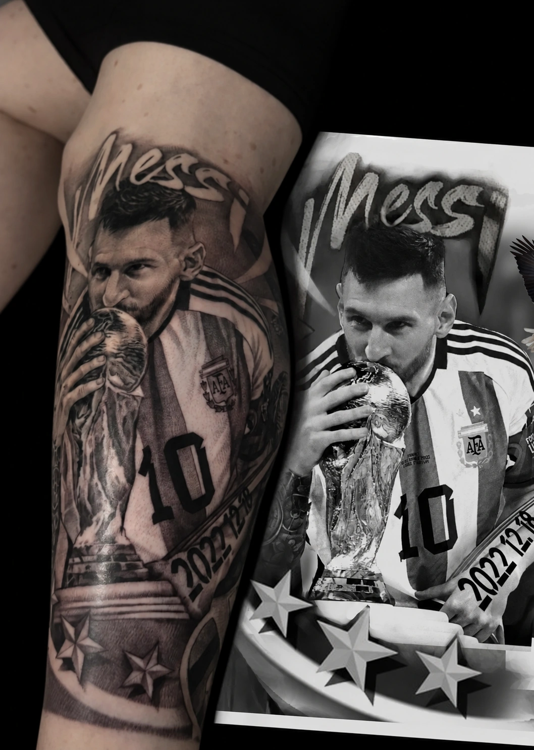 Messi, a moment to keep tattoo by Zencat — Portrait · Scar coverage