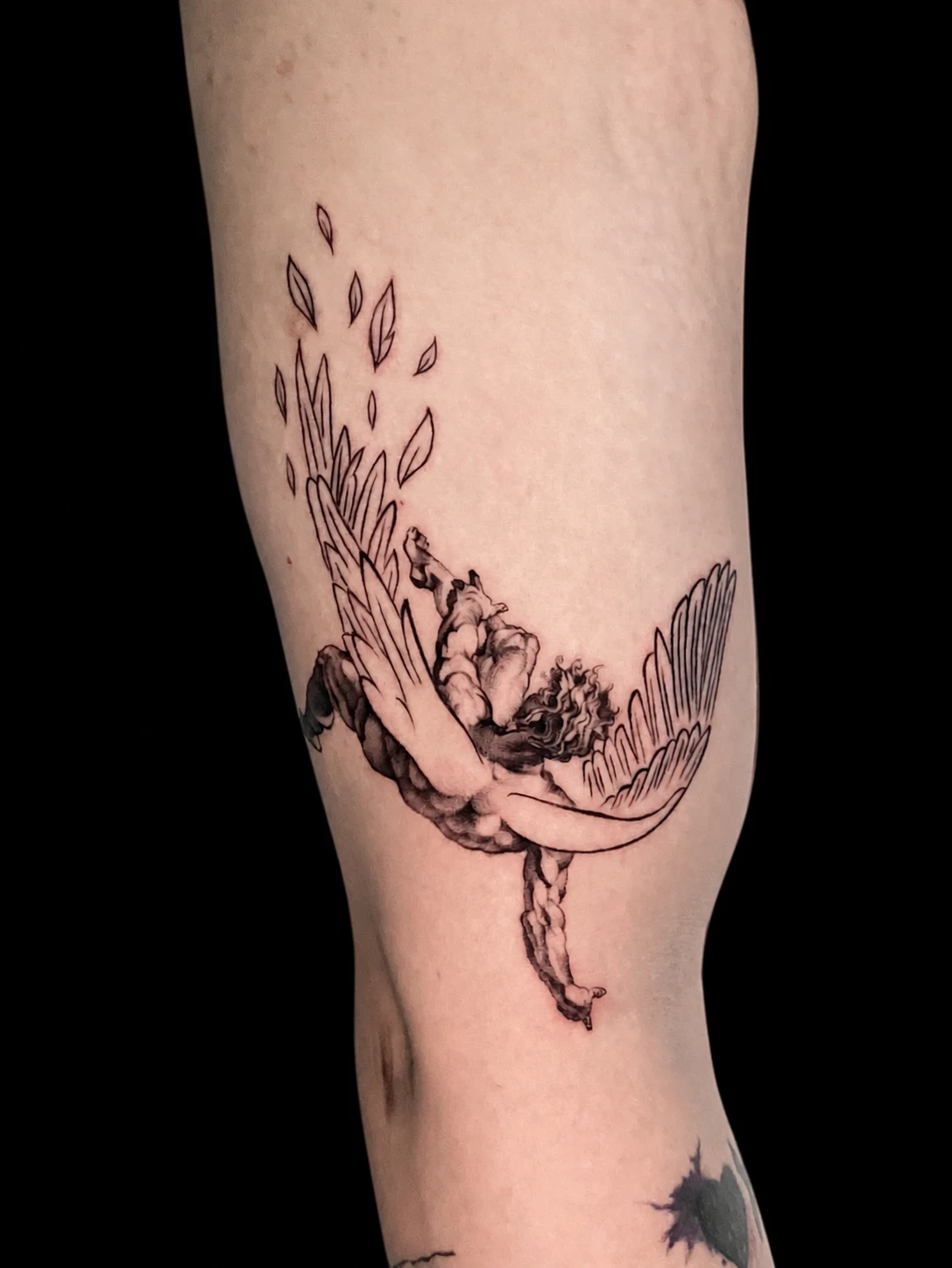 Falling Wings tattoo by Zencat — 2022 archive · Figure & wings